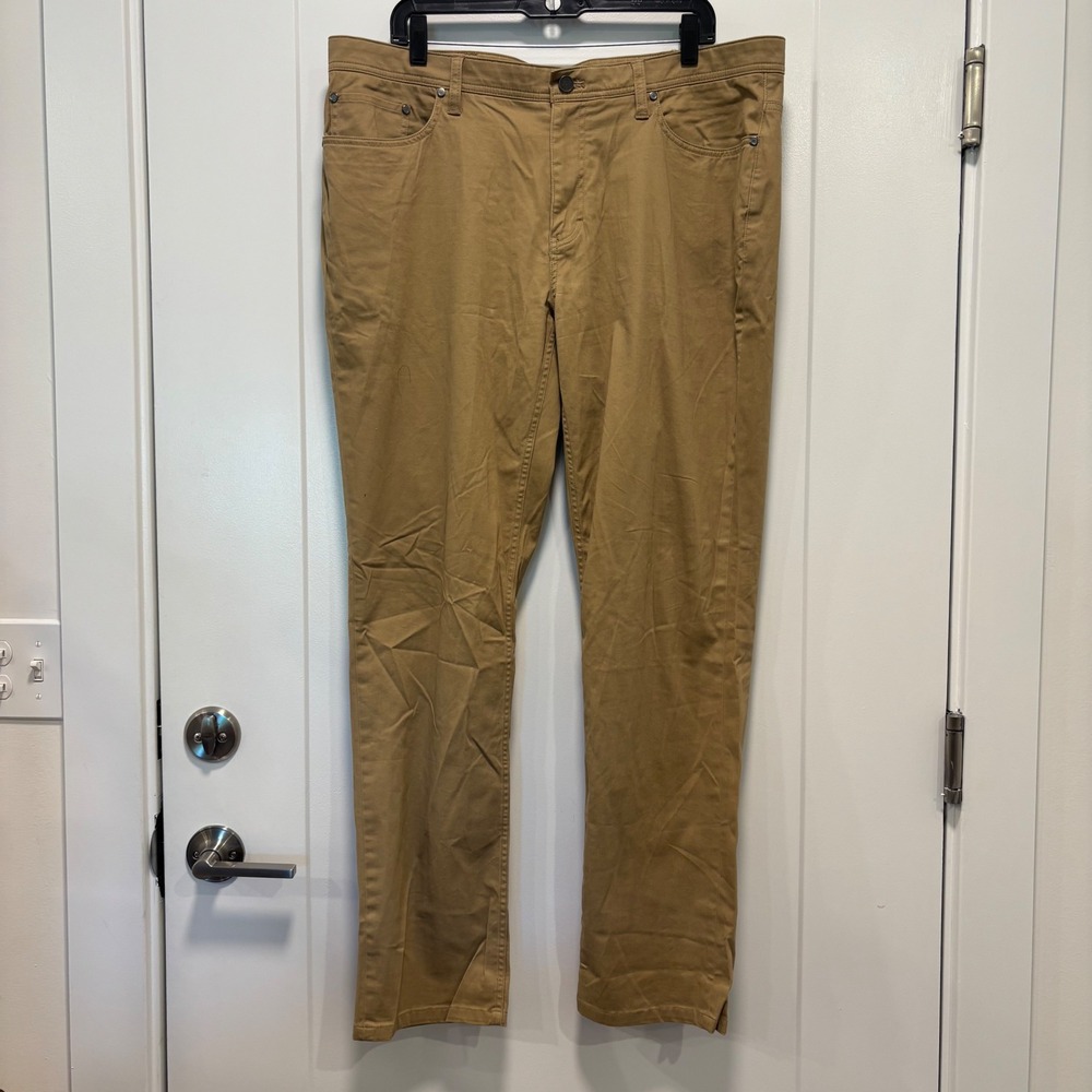Saks Fifth Avenue Mens Tan Khaki Five Pocket Straight Leg Chino Pants 38x32โ